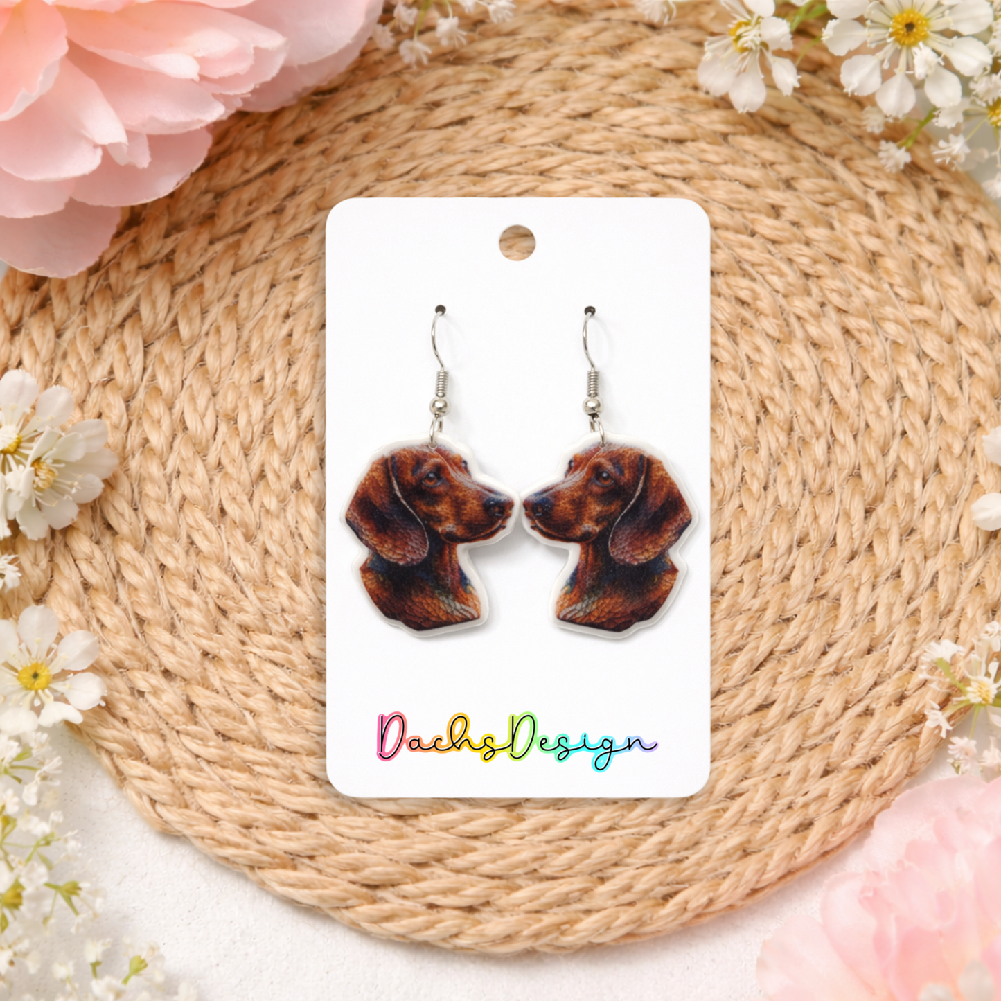 Colourful Dachshund Dangly Earrings