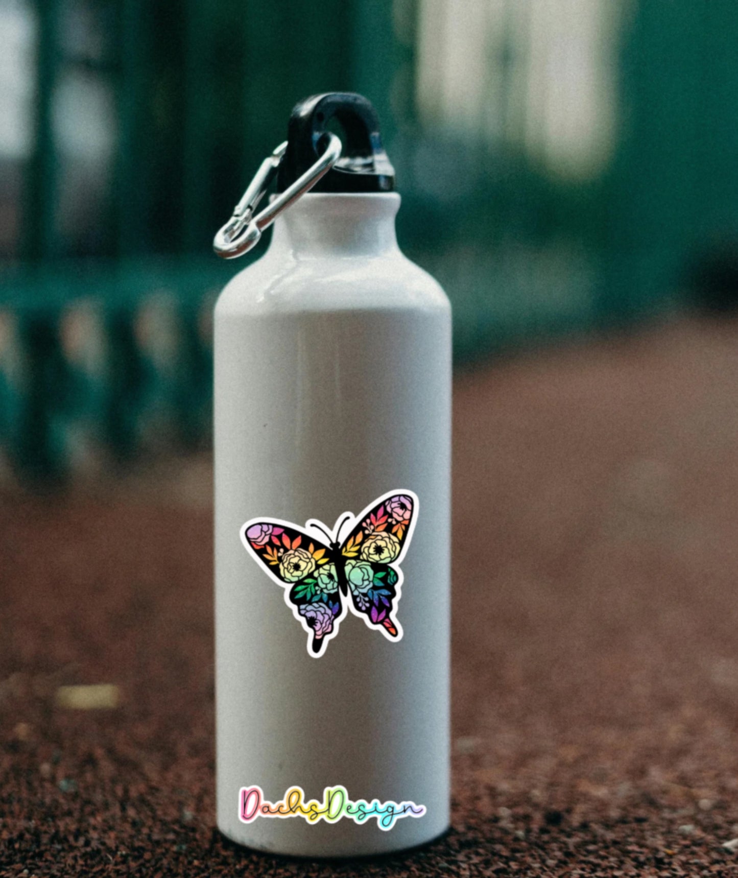 Floral Rainbow Butterfly Waterproof Vinyl Sticker