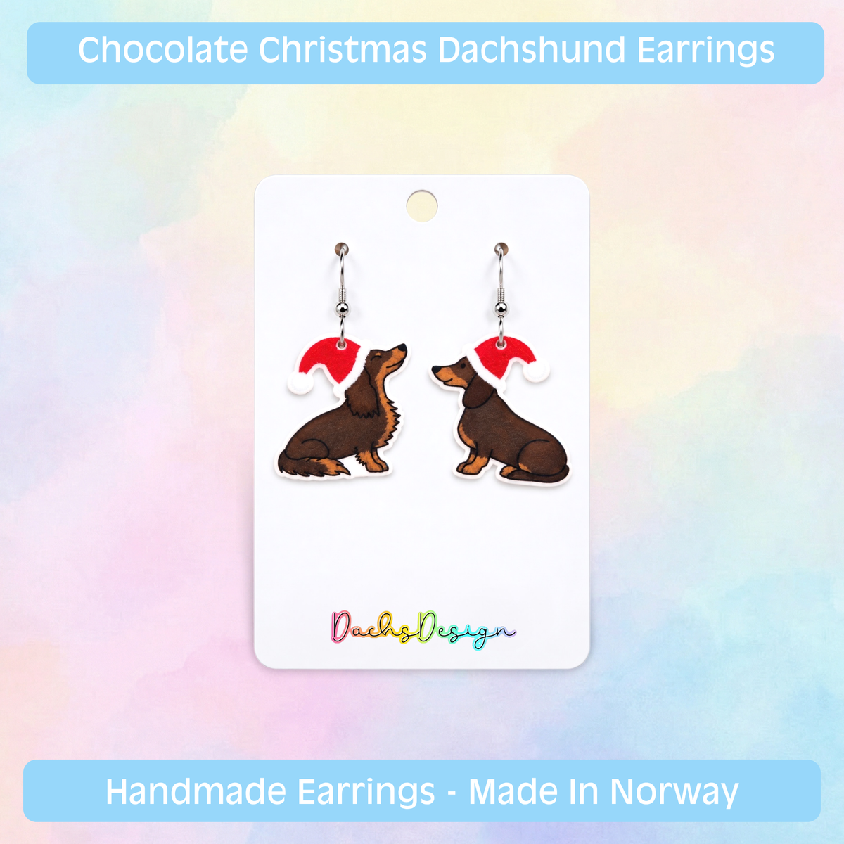 Christmas Dachshund Dangly Earrings