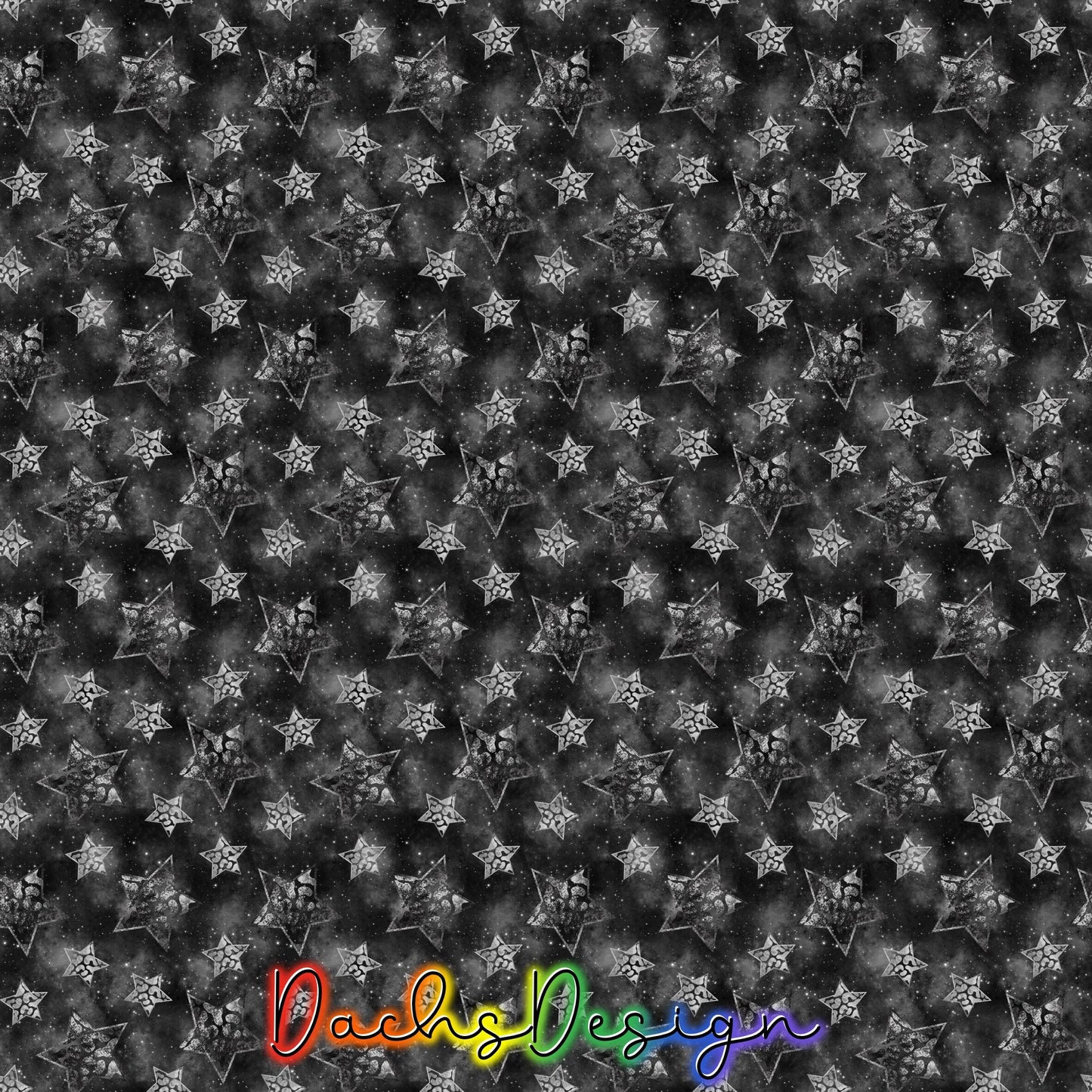 Monochrome Leopard Print Stars Seamless Pattern (Digital Download)