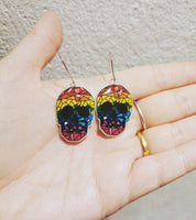 Rainbow Skulls Dangly Earrings