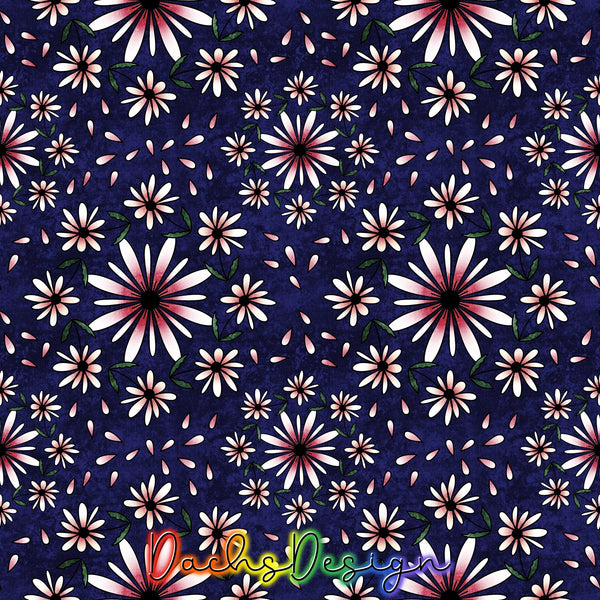 Daisies on navy - NON-EXCLUSIVE Seamless Pattern