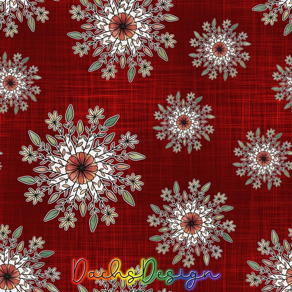 Christmas Floral on Red - NON-EXCLUSIVE Seamless Pattern