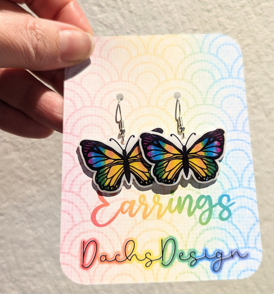 Rainbow Butterfly Dangly Earrings