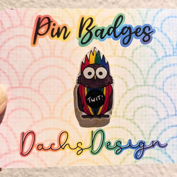 Twit Rainbow Owl Pin Badge