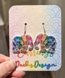 Colourful Rainbow Elephant Dangly Earrings