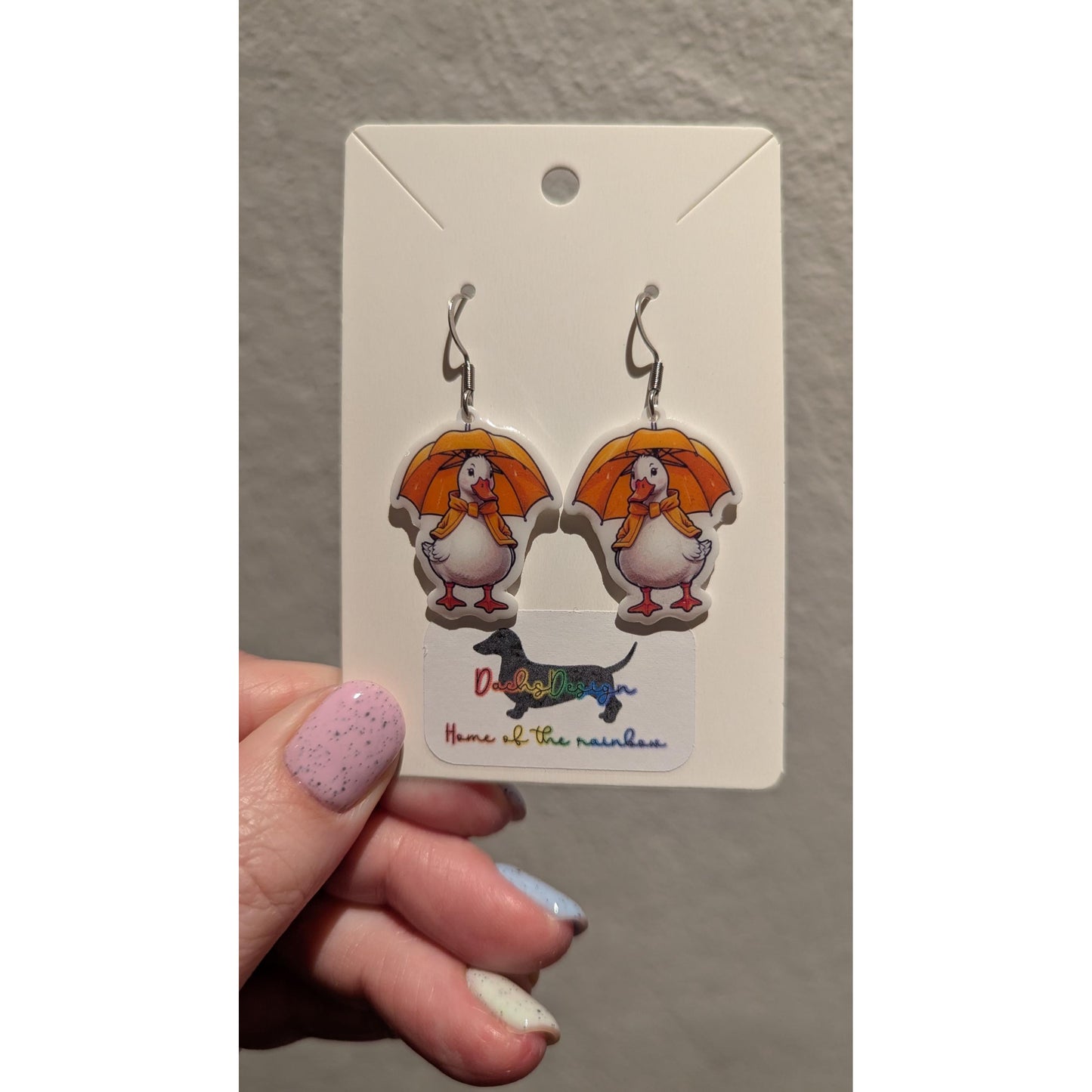 Goose With Umbrella Earrings