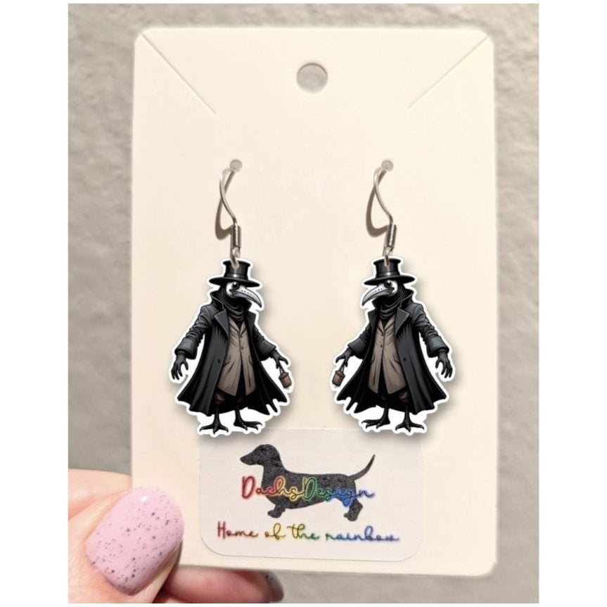 Plague Doctor Goose Dangle Earrings