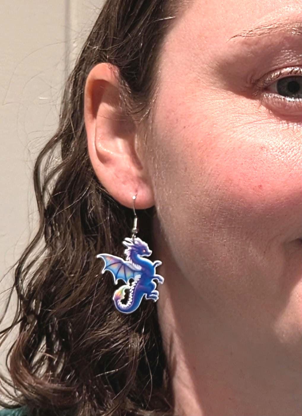 Purple Dragon Dangle Earrings