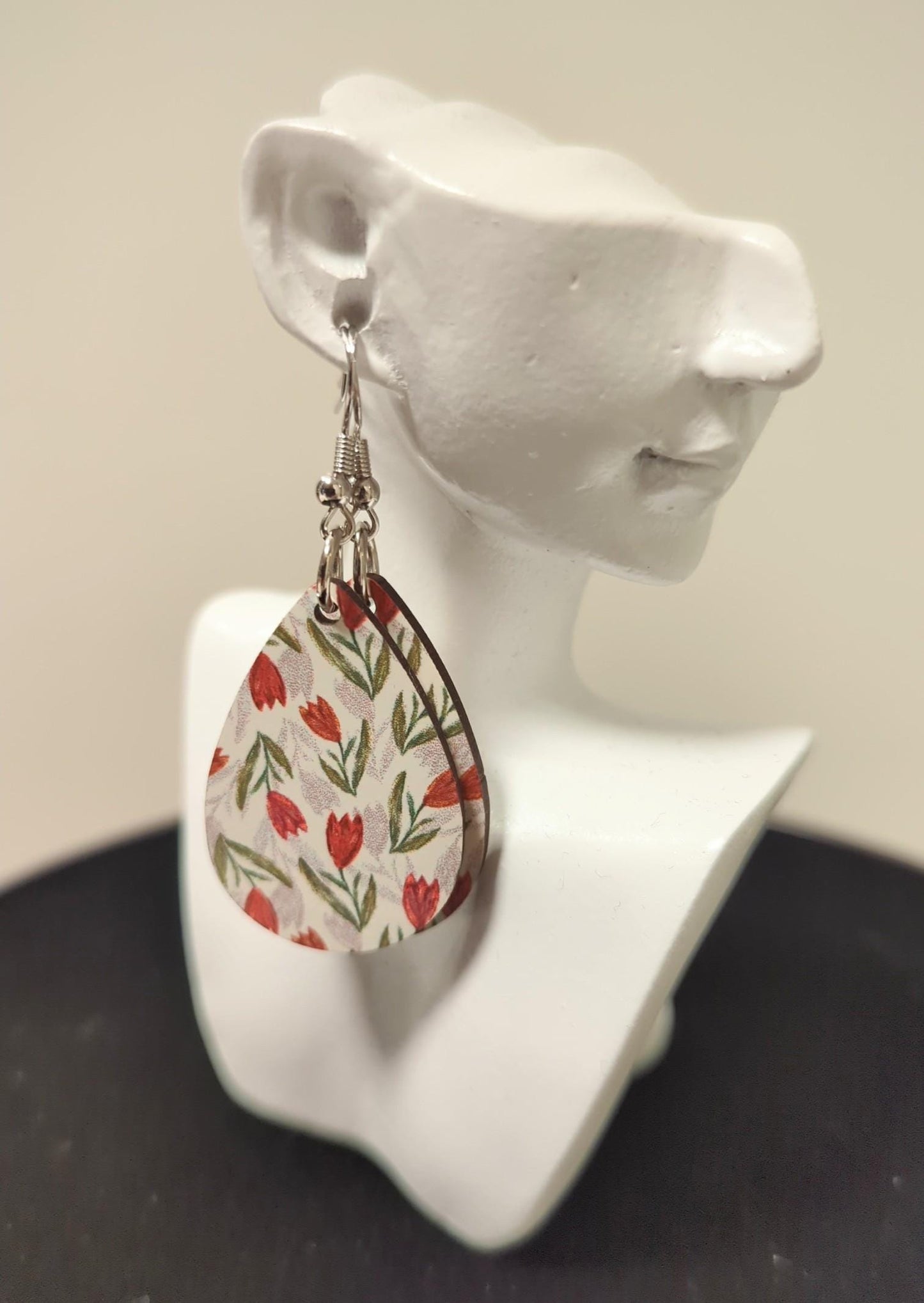 Printed Floral Teardrop Earrings