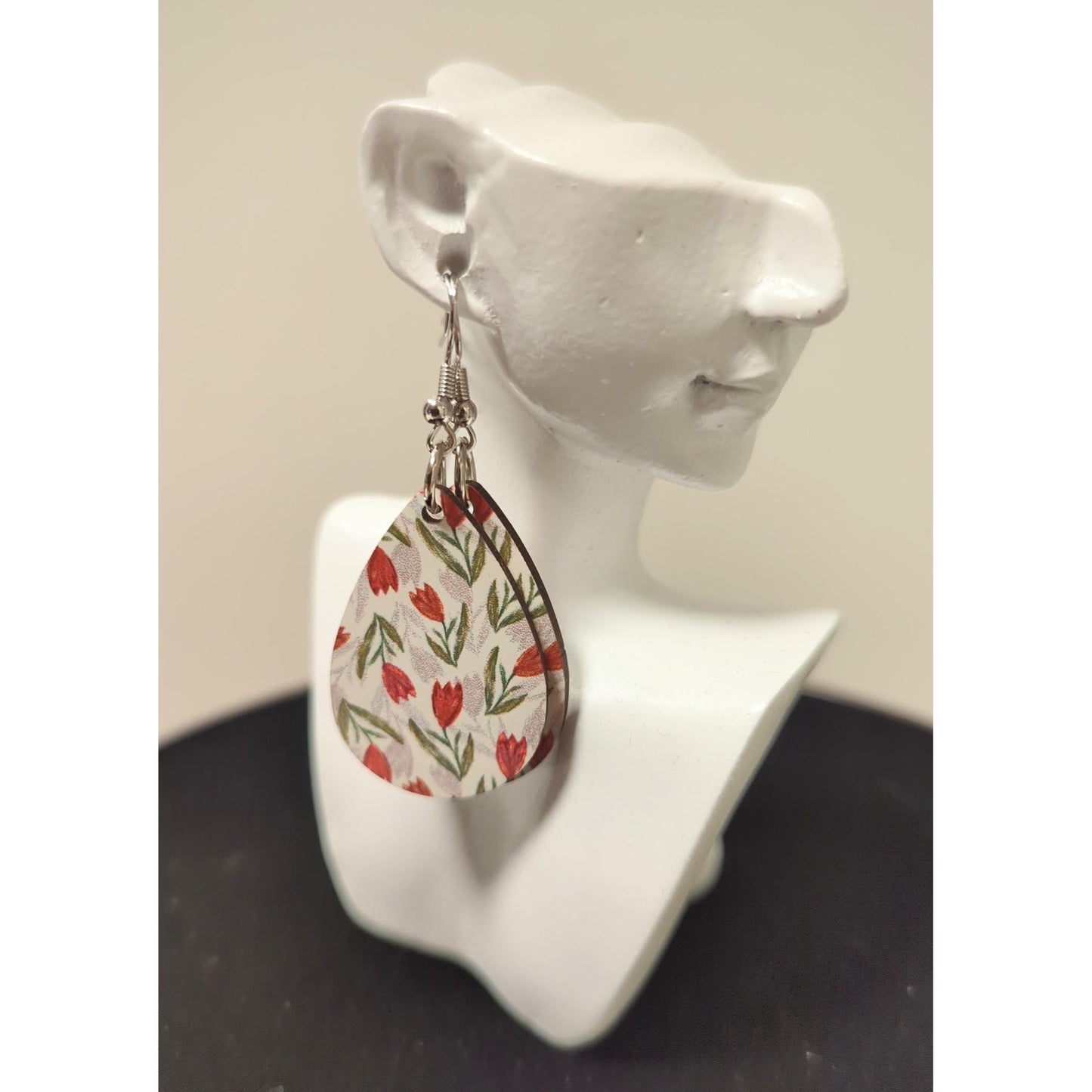 Printed Floral Teardrop Earrings