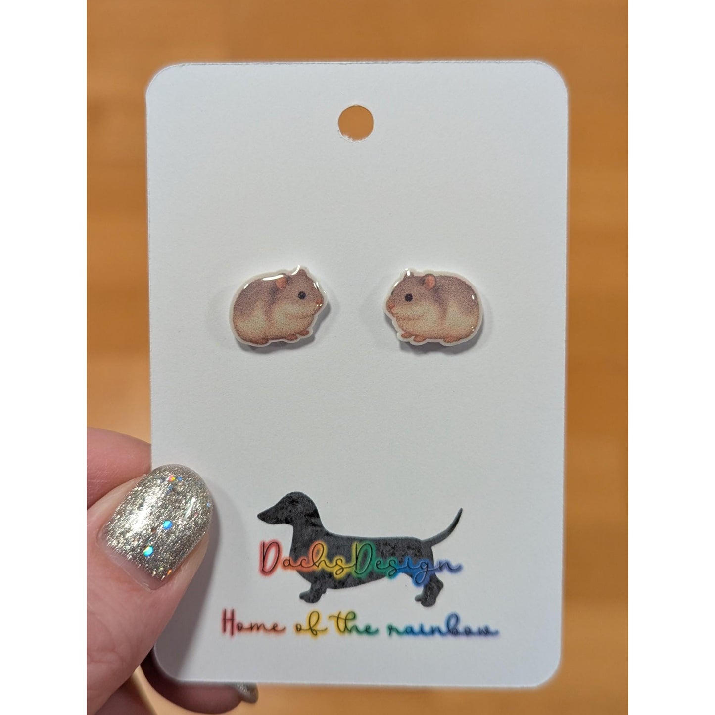 Small Grey Hamster Stud Earrings