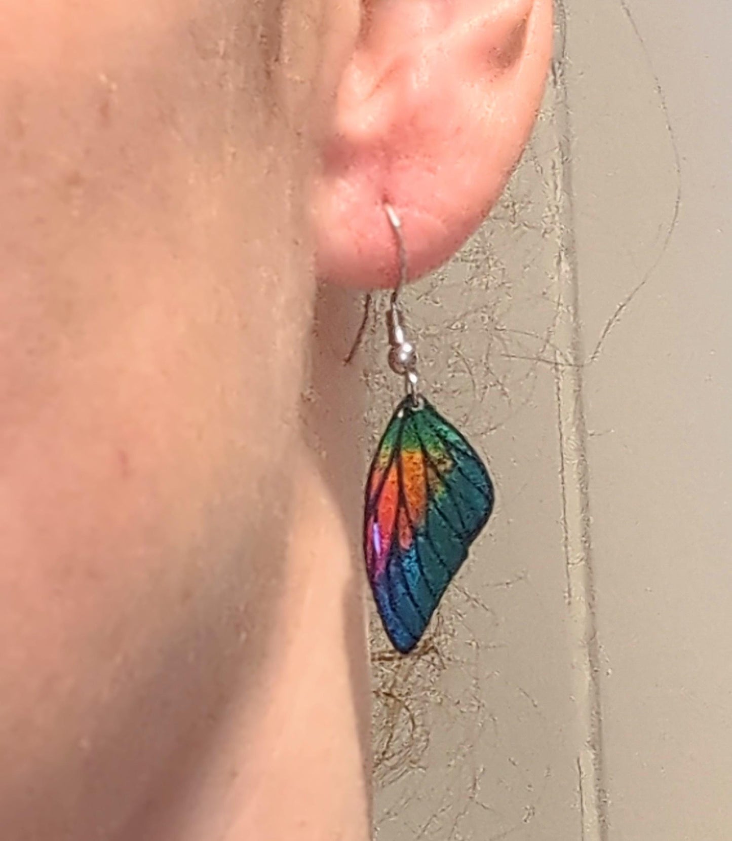 Rainbow Fairy Wings Dangle Earrings