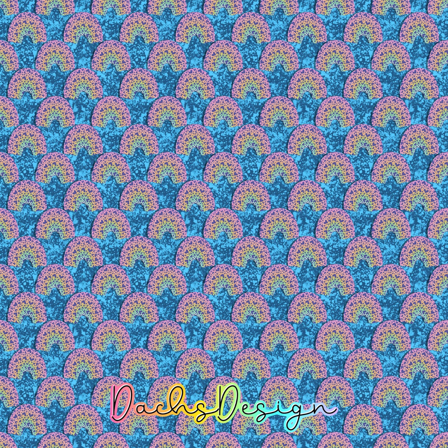 Pastel Heart Rainbows Seamless Pattern (Digital Download)