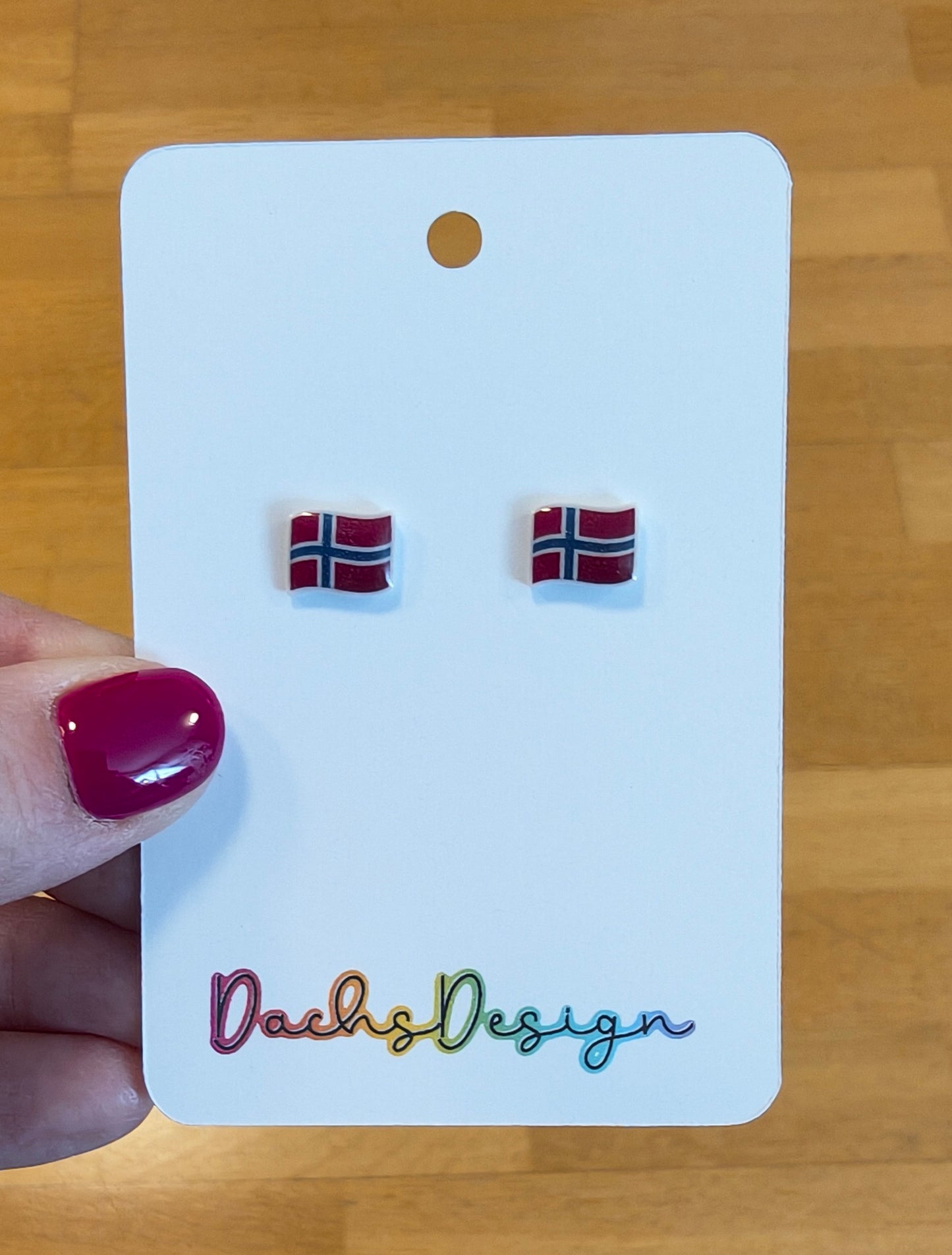 Norwegian Flag Small Stud Earrings