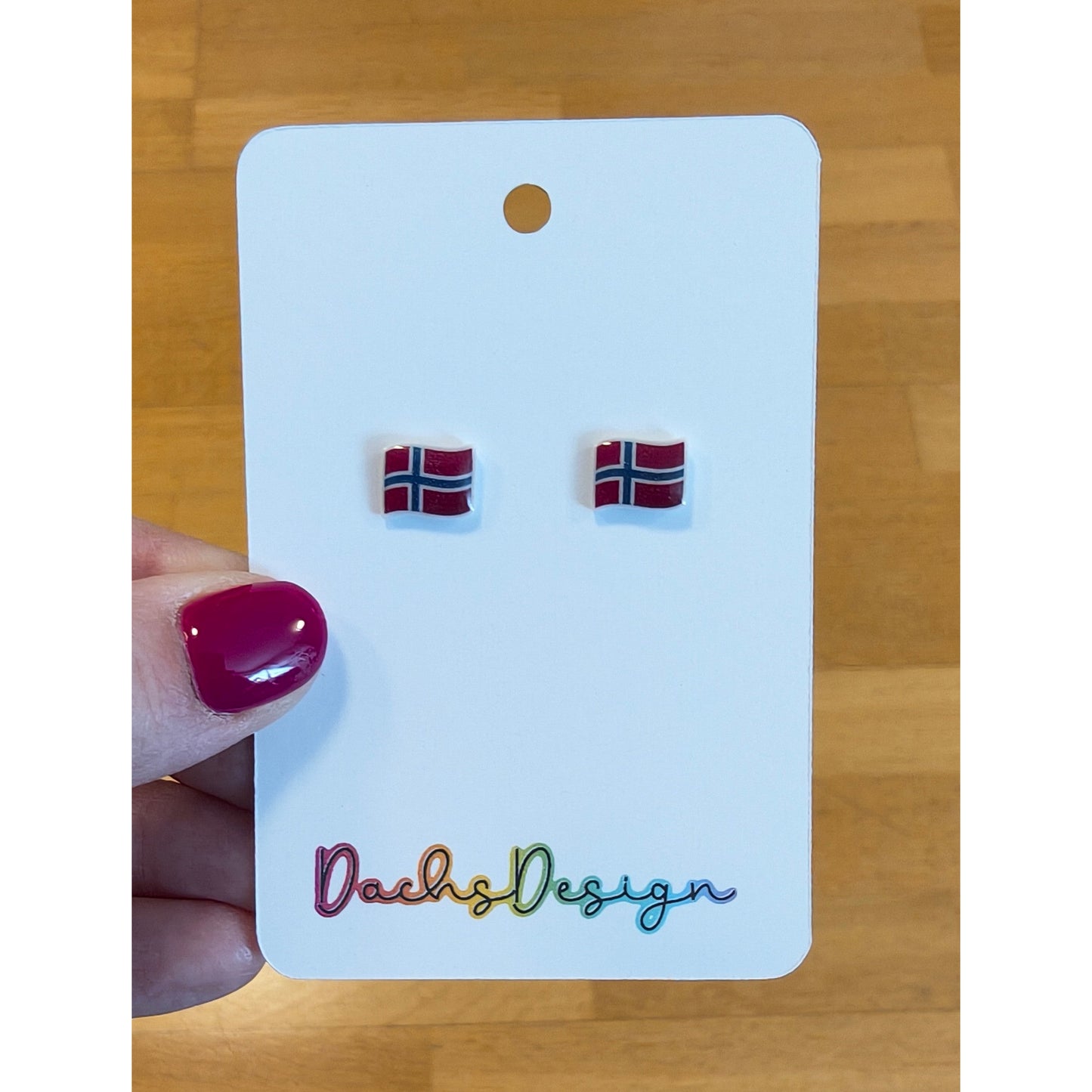 Norwegian Flag Small Stud Earrings