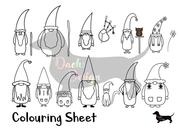 DachsDesign Gnomes Colouring Sheet