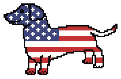 Free US Flag Dachshund Cross Stitch Patterns
