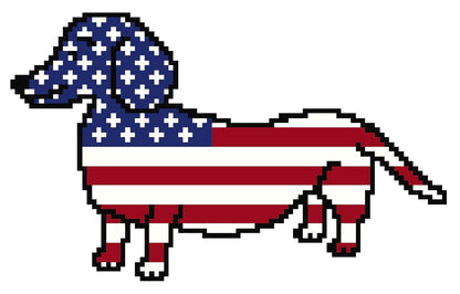 Free US Flag Dachshund Cross Stitch Patterns