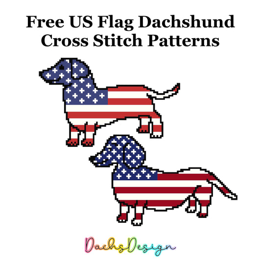Free US Flag Dachshund Cross Stitch Patterns