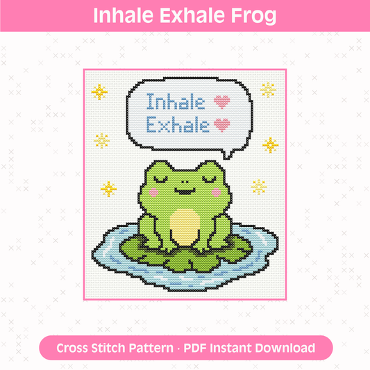 Inhale Exhale Frog Cross Stitch Pattern