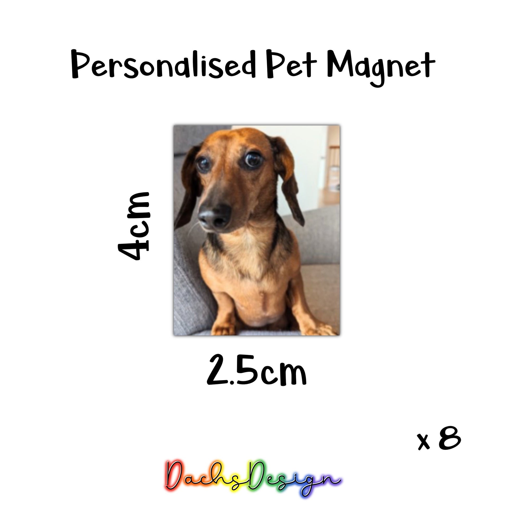 Custom pet photo fridge magnet — sharp corners option
