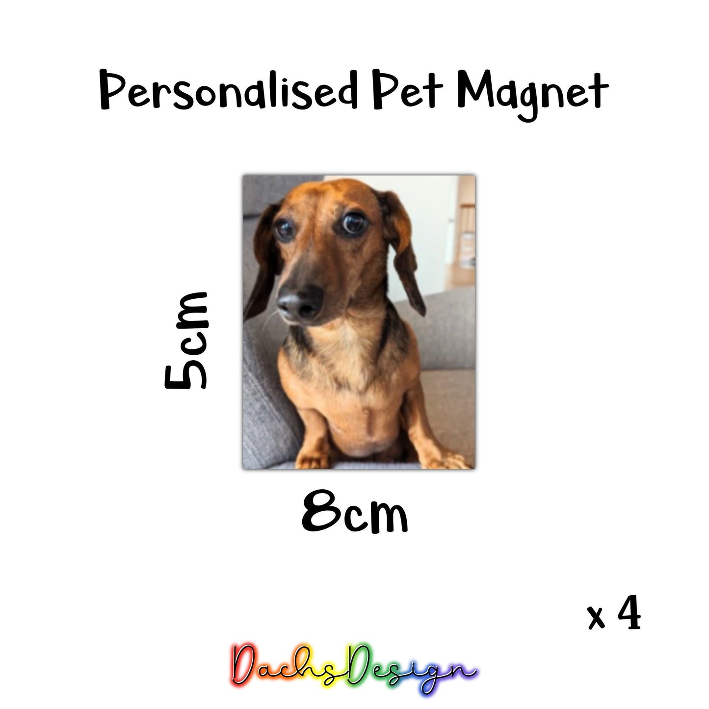 Personalised pet magnet — rounded corners option