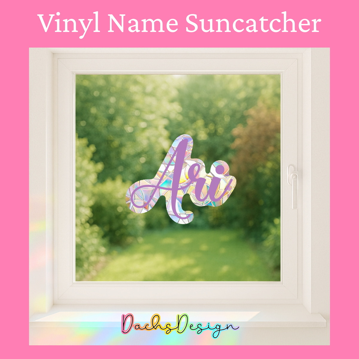 Personalised Rainbow Suncatcher Name Decal: Kids Room Decor