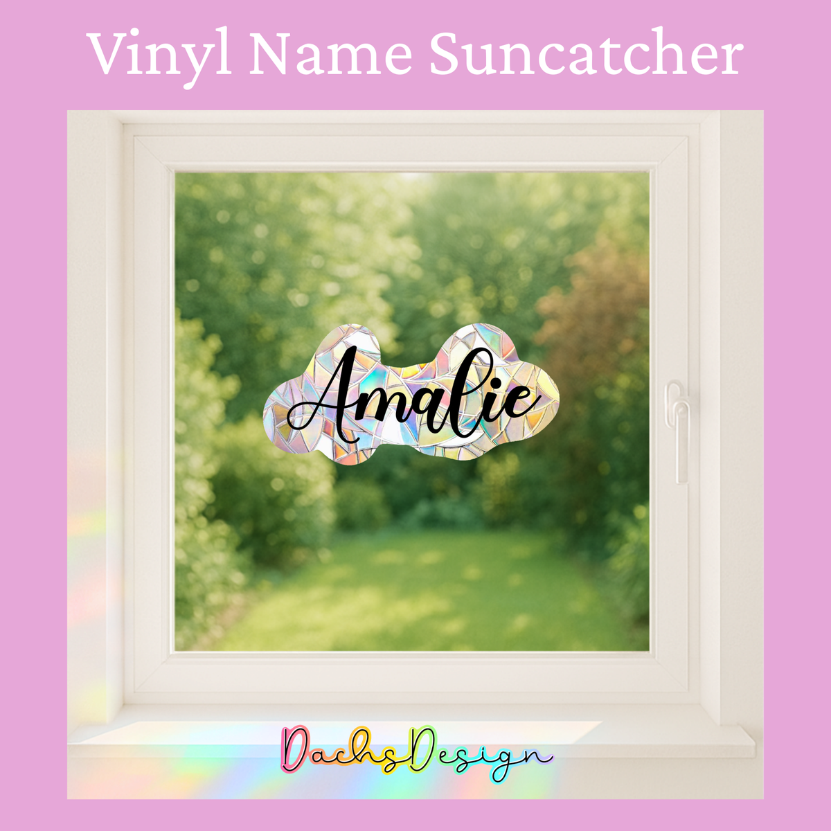 Personalised Rainbow Suncatcher Name Decal: Kids Room Decor