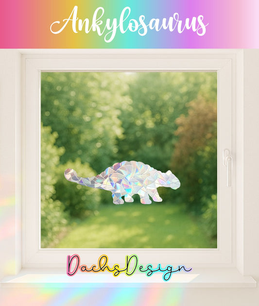 Ankylosaurus Rainbow Suncatcher: Removable Dinosaur Window Cling