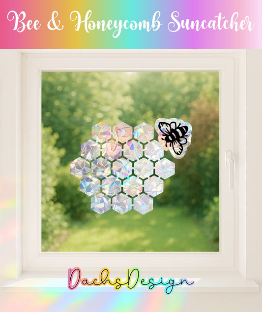 Bee and Honeycomb Rainbow Suncatcher: Rainbow Window Decal