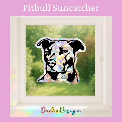 Pitbull solfanger: Regnbue vindusklistremerke, gave til hundelsker