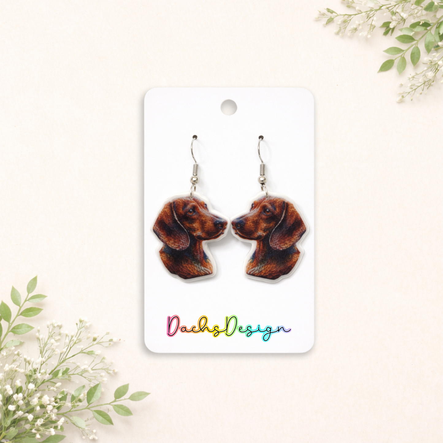 Colourful Dachshund Dangly Earrings