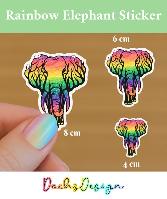 Rainbow Elephant Waterproof Vinyl Sticker