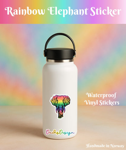 Regnbueelefant Vanntett Vinylklistremerke
