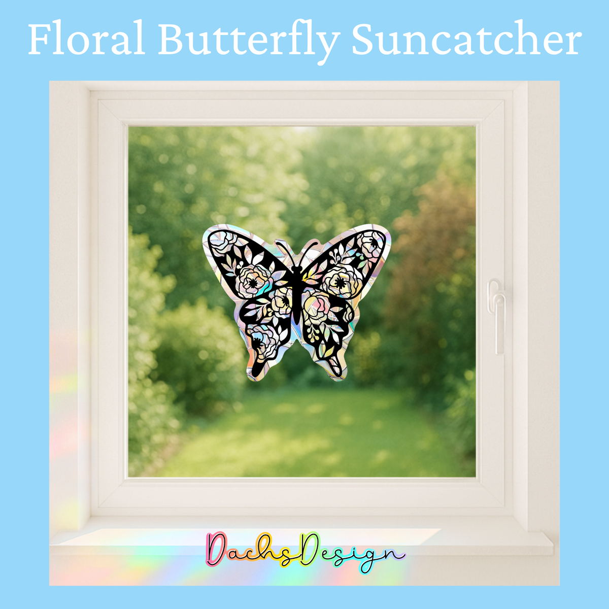 Floral Butterfly Rainbow Suncatcher