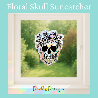 Floral Skull Rainbow Suncatcher