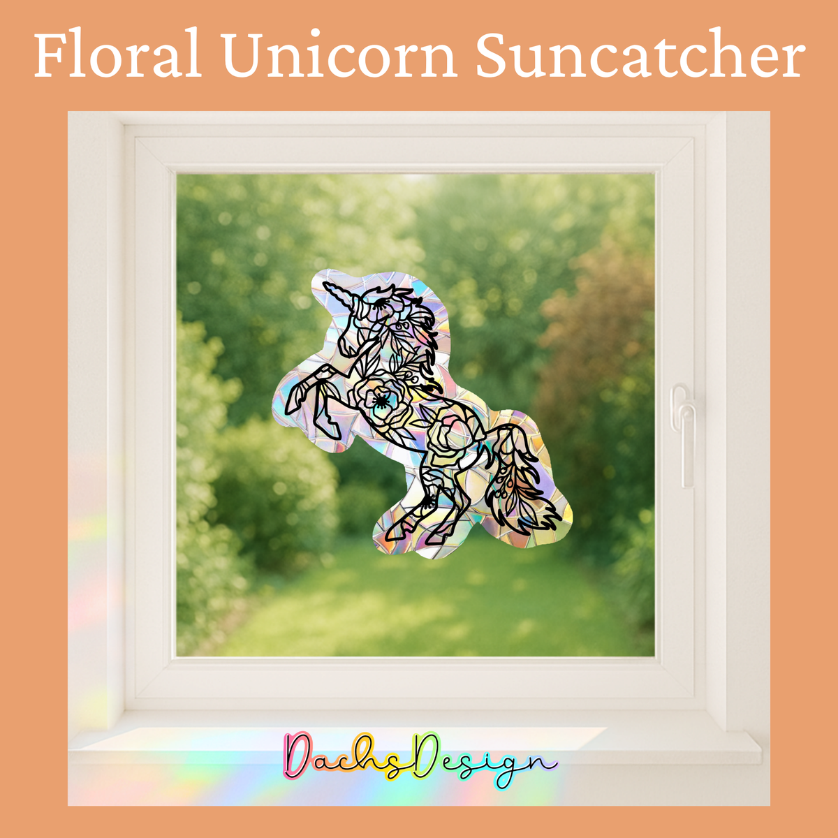 Floral Unicorn Rainbow Suncatcher