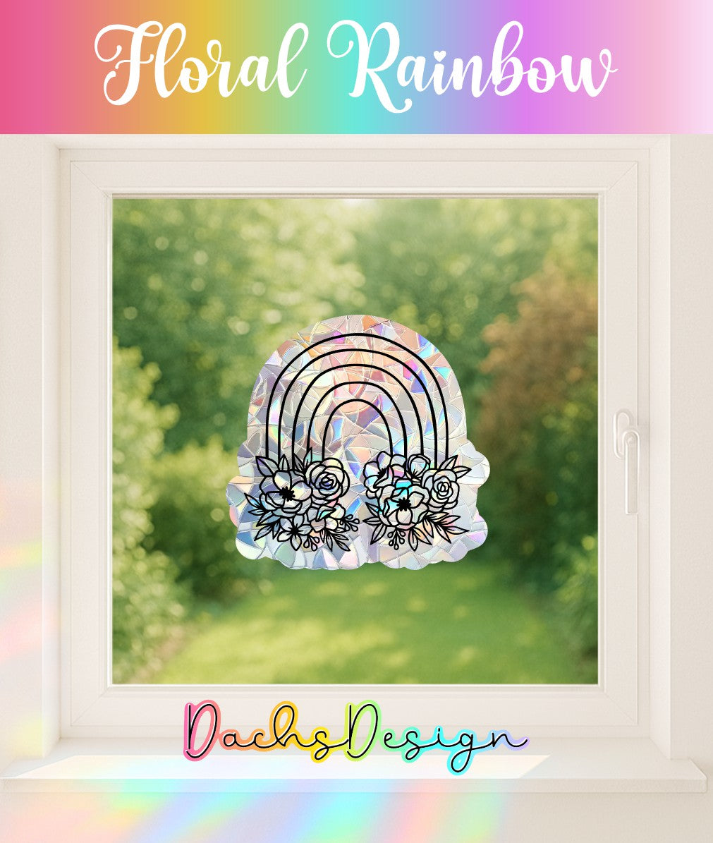 Floral Rainbow Suncatcher: Handmade Window Sticker