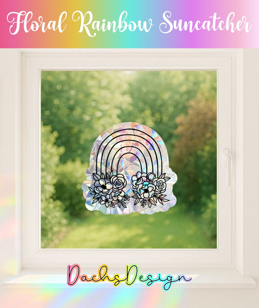 Floral Rainbow Suncatcher: Handmade Window Sticker