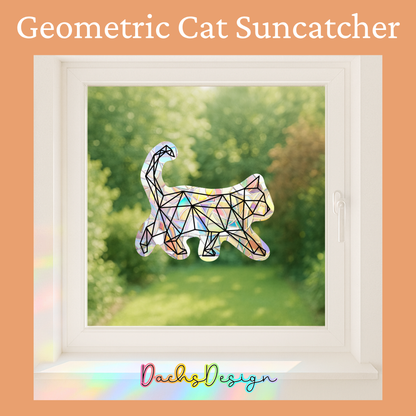 Geometric Cat Rainbow Suncatcher