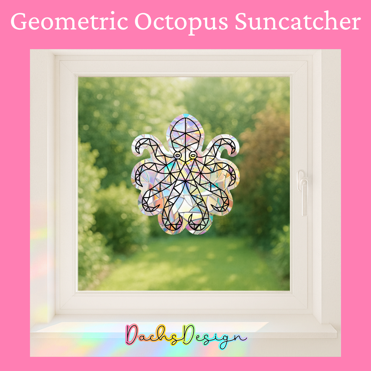 Geometric Octopus Rainbow Suncatcher