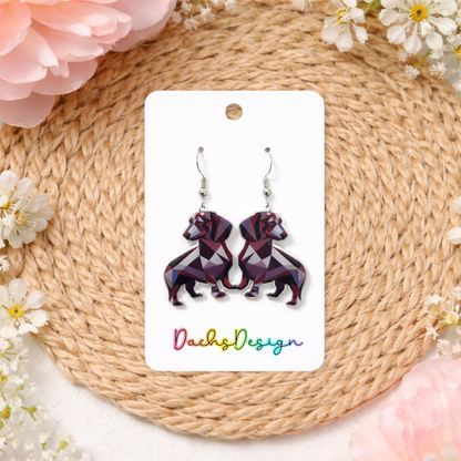 Geometric Dachshund Dangly Earrings