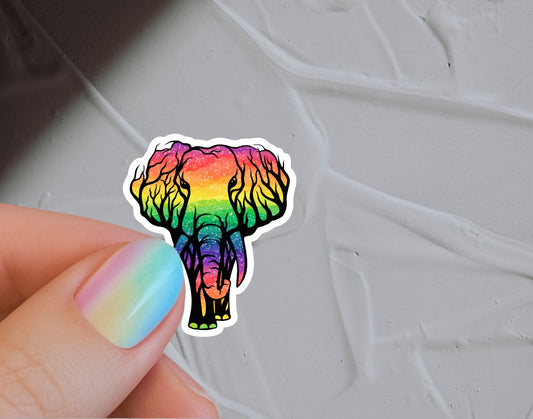 Rainbow Elephant Waterproof Vinyl Sticker