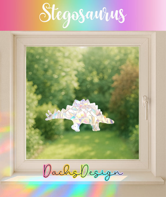 Stegosaurus Rainbow Suncatcher: Dinosaur Window Cling