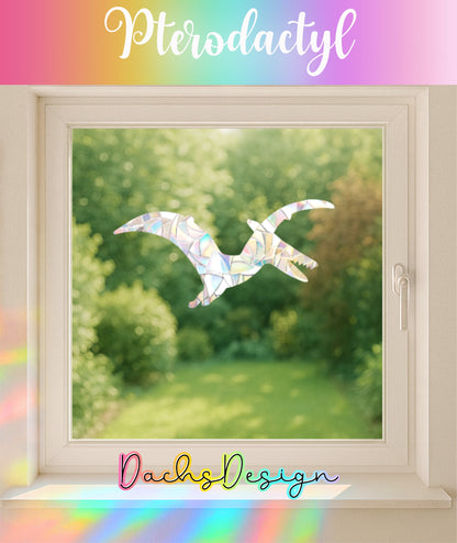 Pterodactyl Rainbow Suncatcher: Dinosaur Window Cling