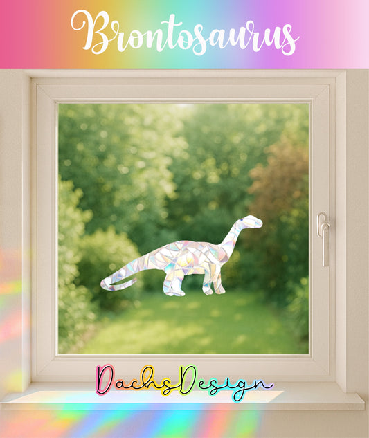Brontosaurus Rainbow Suncatcher: Dinosaur Window Cling