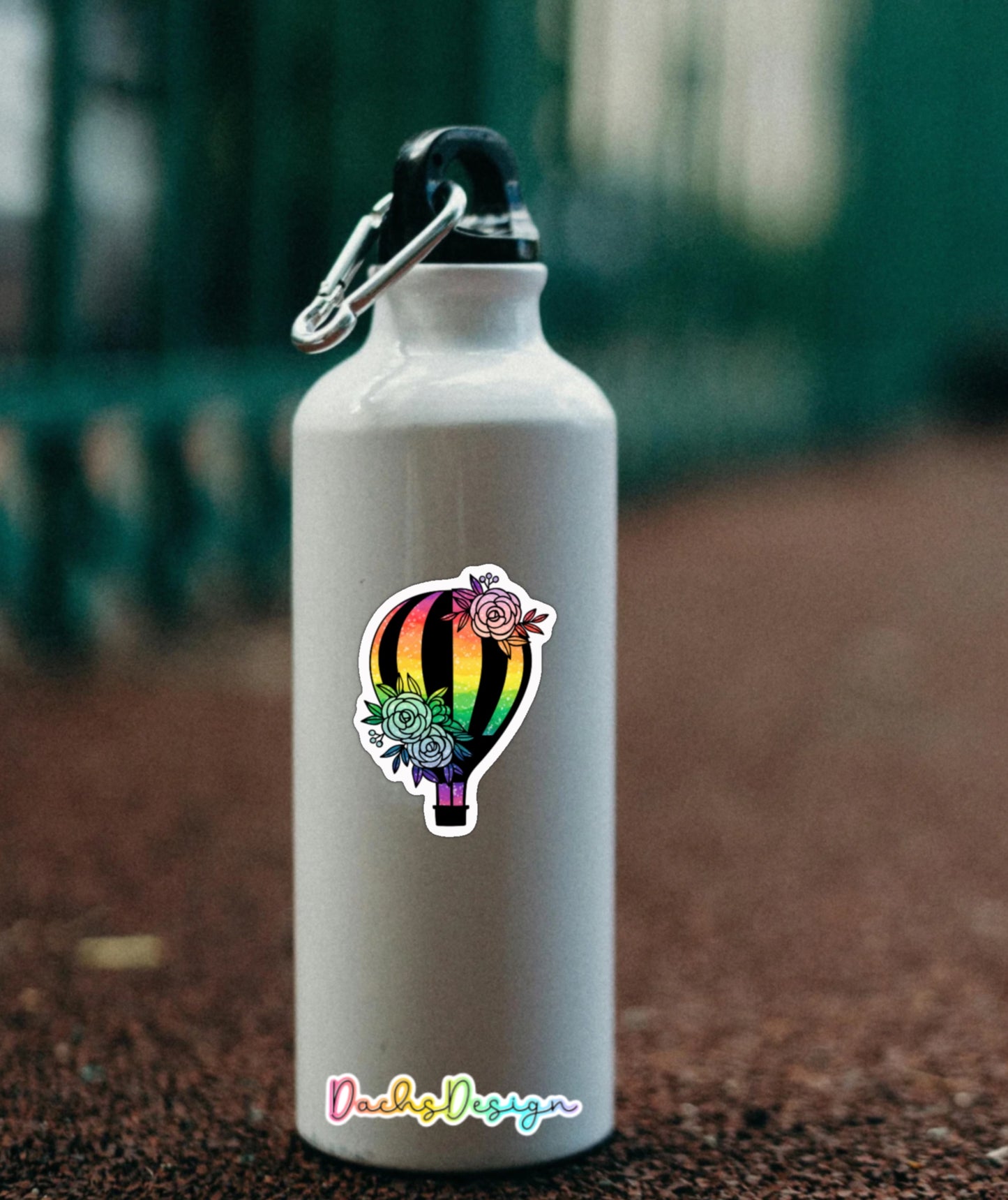 Floral Rainbow Hot Air Balloon Waterproof Vinyl Sticker