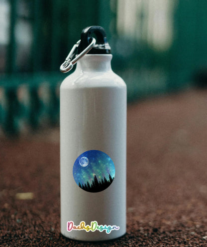 Holographic Northern Lights Vinyl Sticker: Moonlit Forest Decal