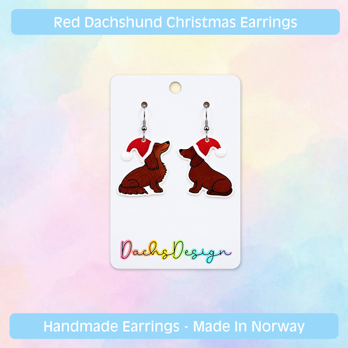 Christmas Dachshund Dangly Earrings